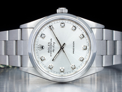 Rolex Air-king 34 Argento Oyster 14000 Customized Silver Lining Diamonds Double Dial